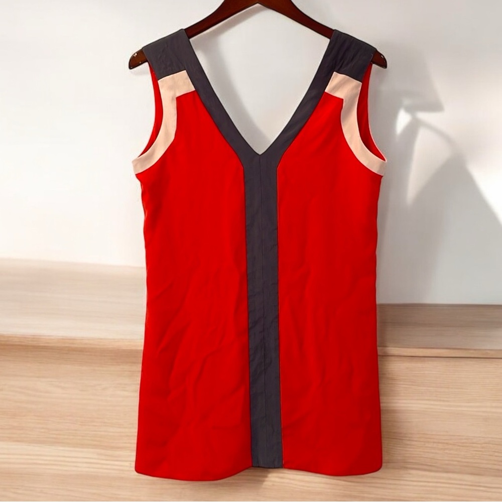 Parker Dress 100% Silk Tunic Shift Top Women’s Medium Colorblock Orange
